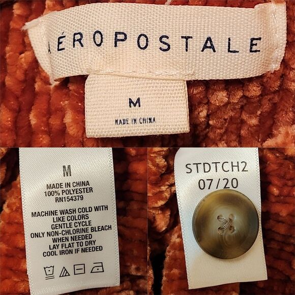 🇬🇪🔹️Aeropostale Rust Chenille Hooded Cropped Long Sleeve Sweater Medium - Picture 5 of 5